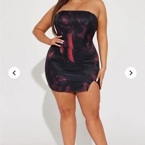 Brand New w/ Tags Fashion Nova Strapless Black and Red Dress